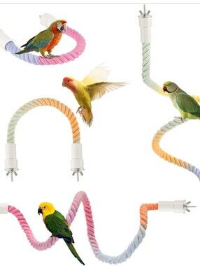 4Pcs Rope Perches for Bird Cages, Bendable Climbing Rope Cage Accessory Toy